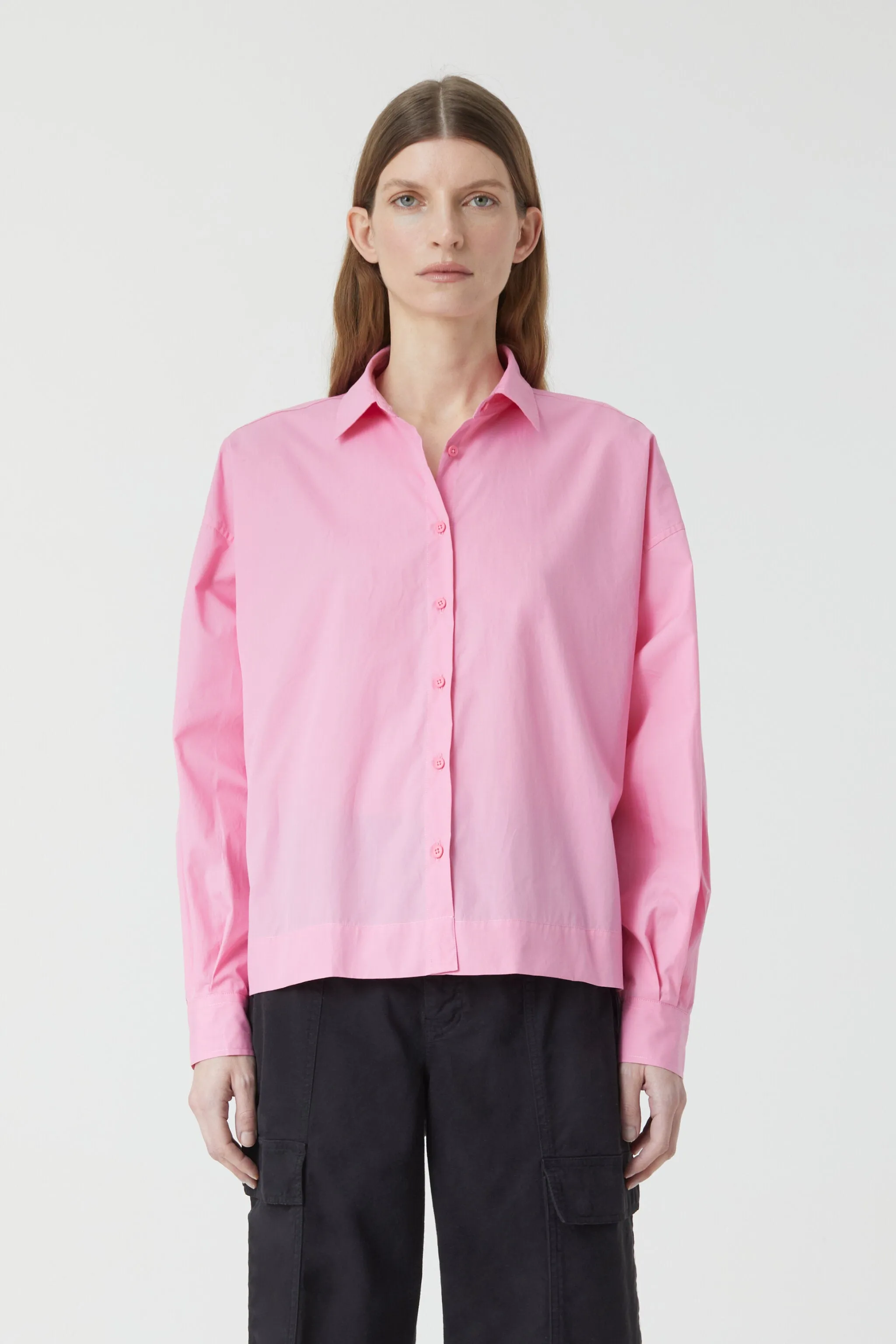 Pink Lilies  Gathered Shirt