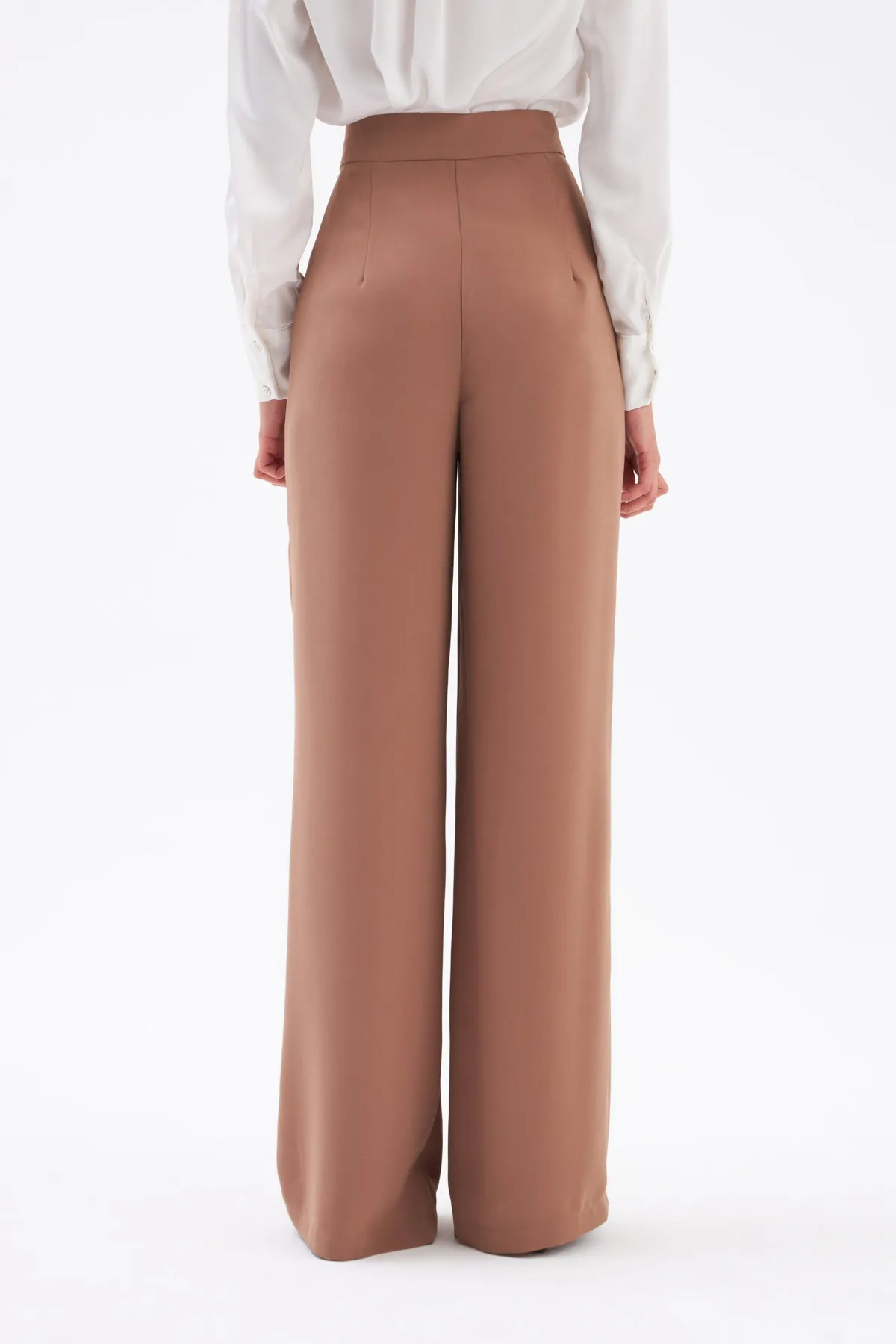 Pleated Crepe Trousers - CAMEL