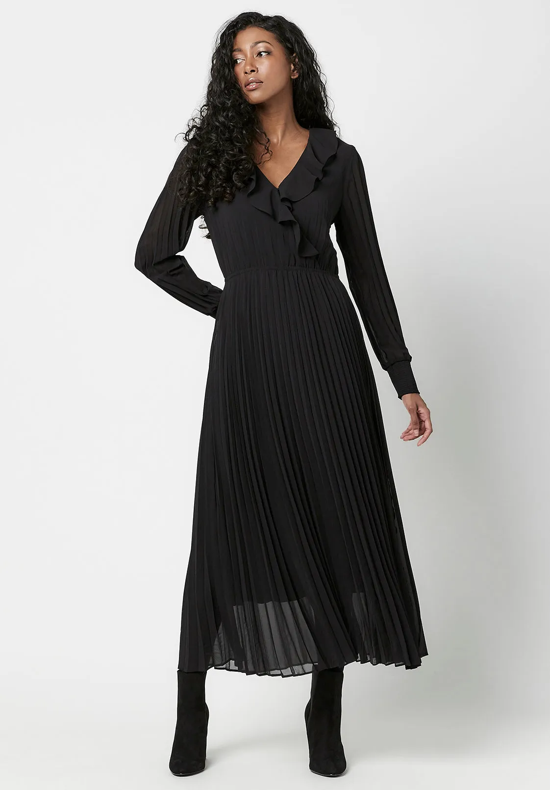 Pleated Tully Midi Dress - WD0560F