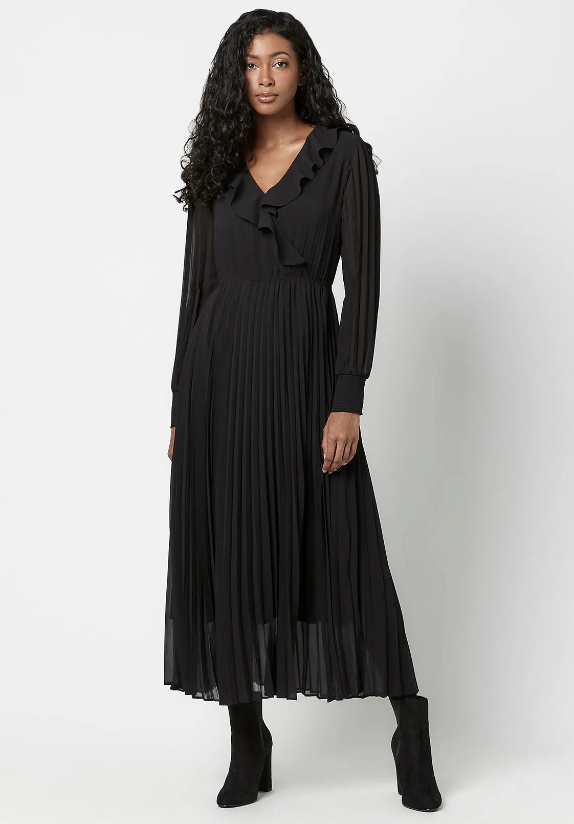 Pleated Tully Midi Dress - WD0560F