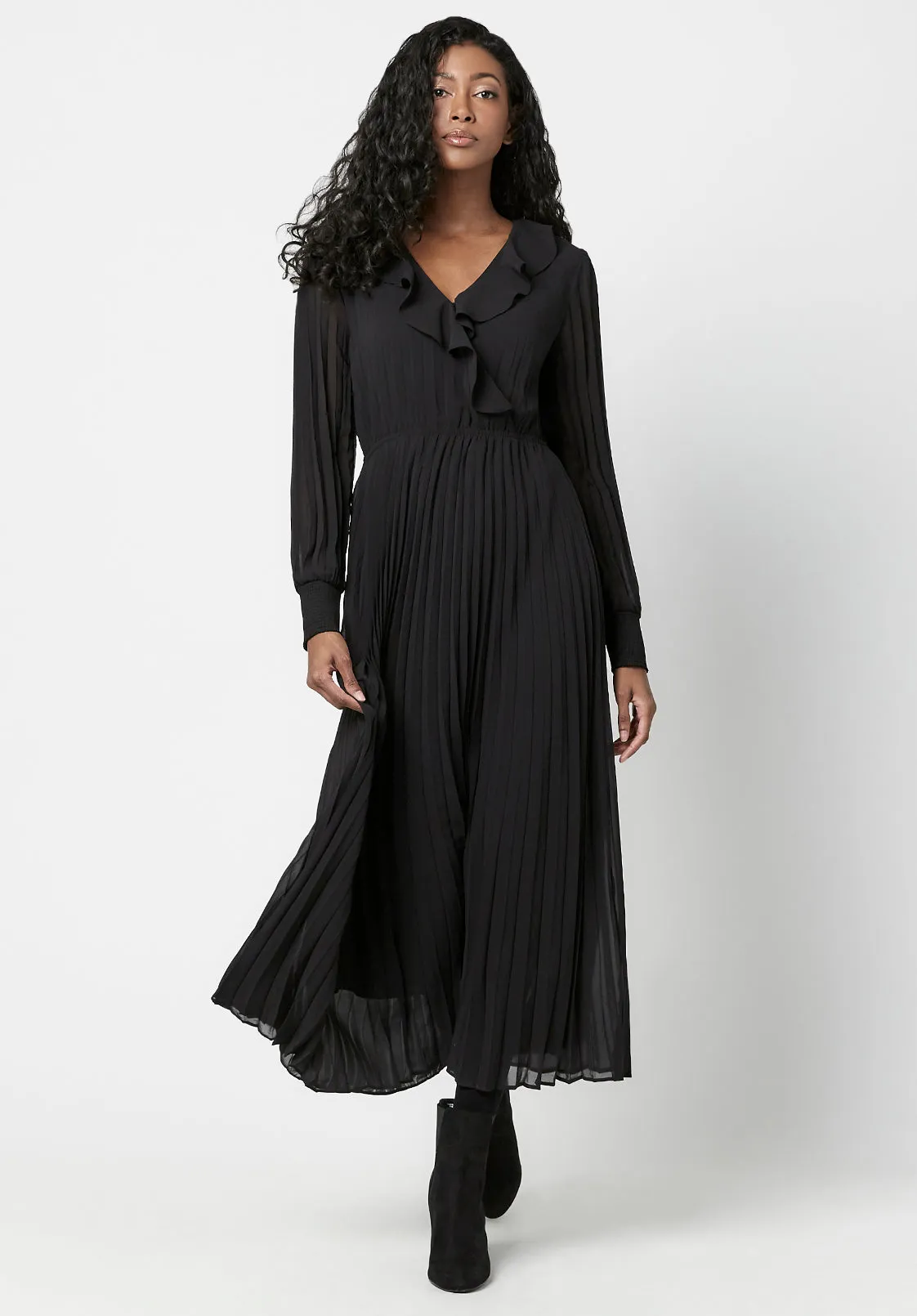 Pleated Tully Midi Dress - WD0560F