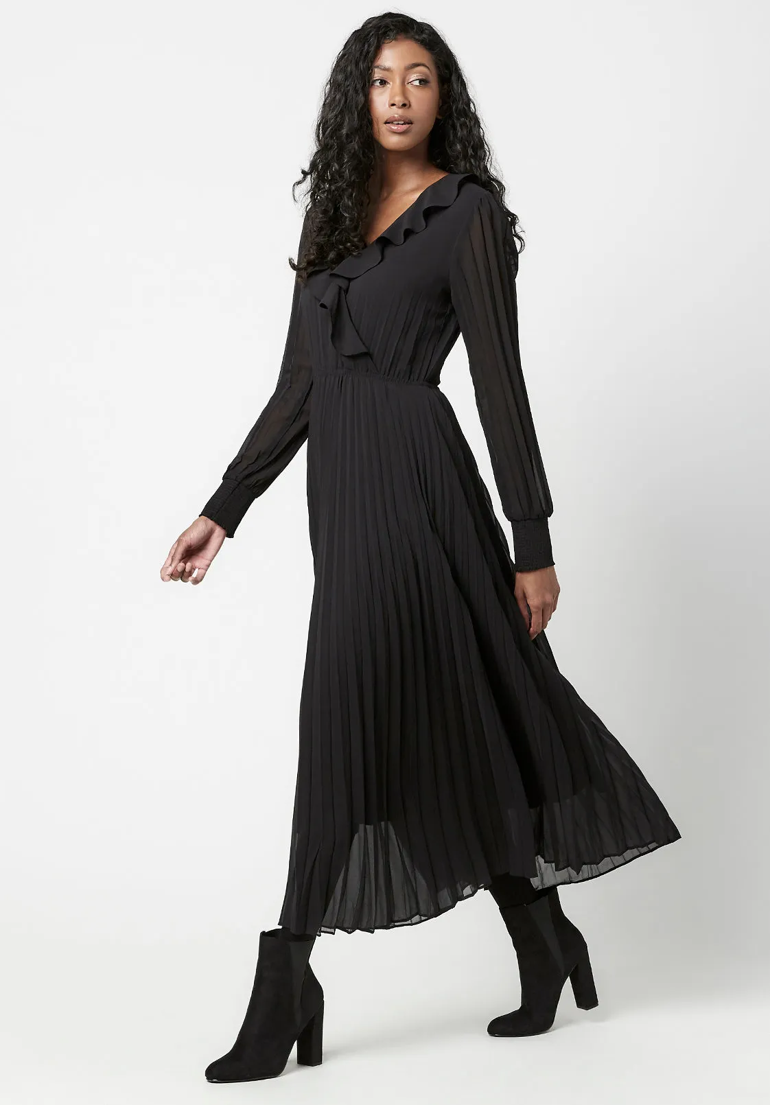 Pleated Tully Midi Dress - WD0560F