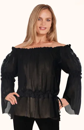 Plisse' & Lace One Size Fits Many Blouse B1008