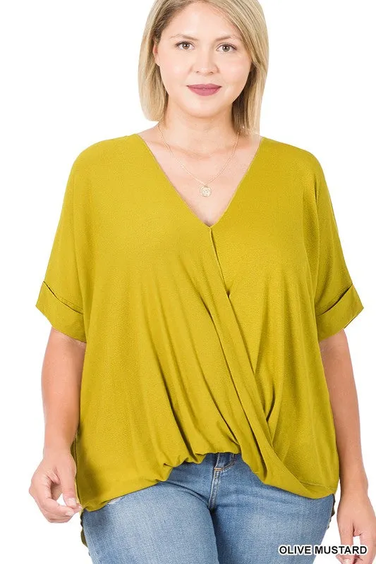 PLUS RAYON SPAN CREPE LAYERED LOOK TOP