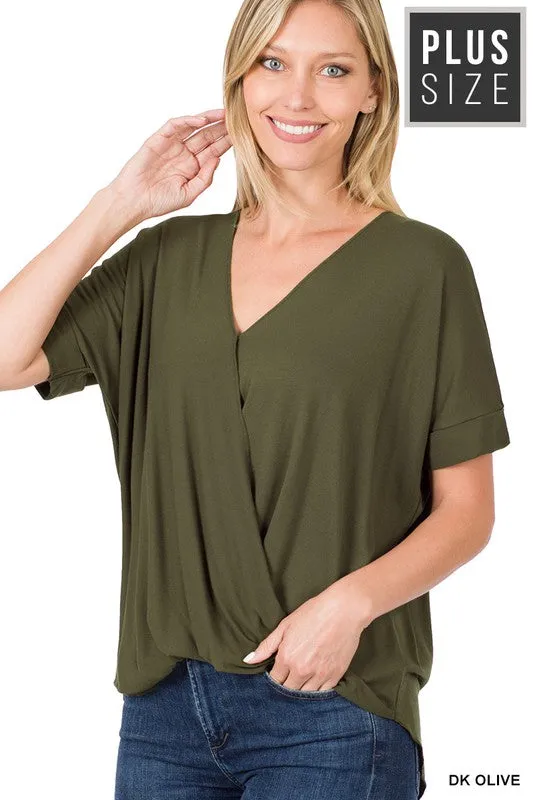 PLUS RAYON SPAN CREPE LAYERED LOOK TOP