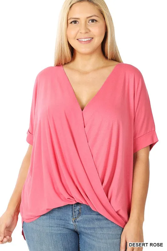 PLUS RAYON SPAN CREPE LAYERED LOOK TOP