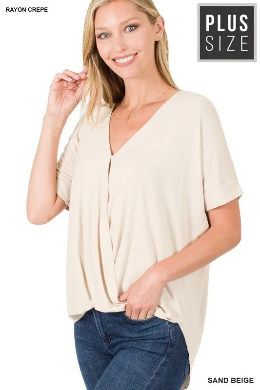 PLUS RAYON SPAN CREPE LAYERED LOOK TOP