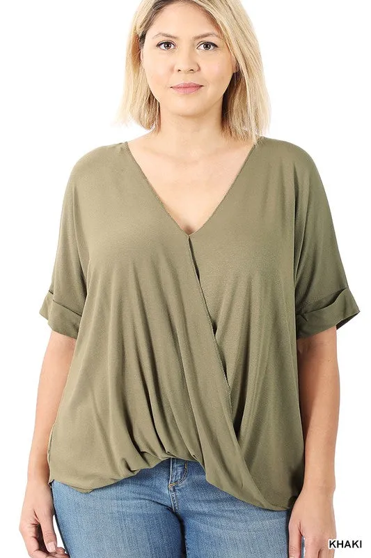 PLUS RAYON SPAN CREPE LAYERED LOOK TOP