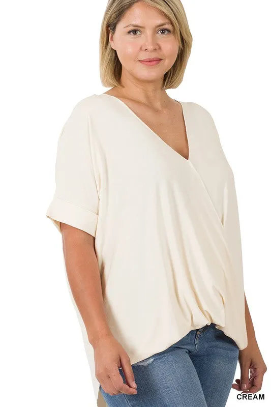 PLUS RAYON SPAN CREPE LAYERED LOOK TOP