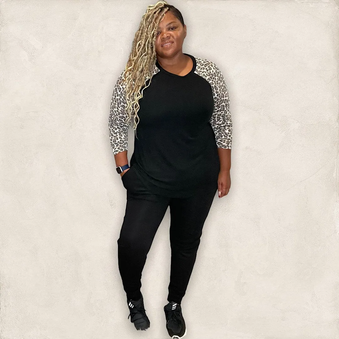 Plus Size Leopard Long Sleeve T-Shirt