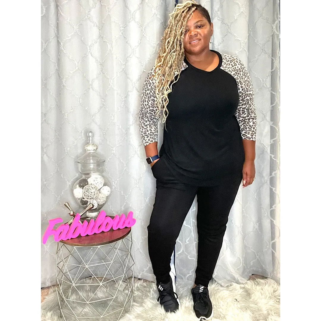 Plus Size Leopard Long Sleeve T-Shirt