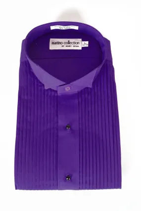 "Gene" Purple Pleated Wingtip Tuxedo Shirt