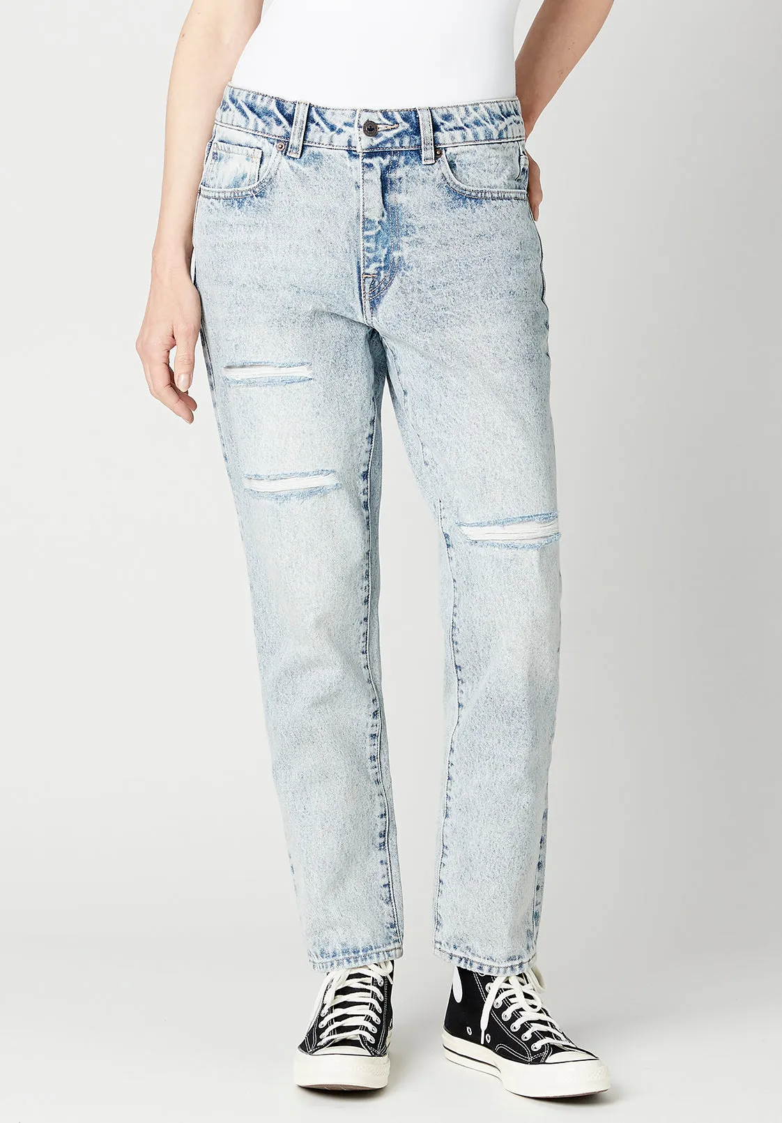 Relaxed Madison Boyfriend Women's Jeans in Distresses blue - BL15825