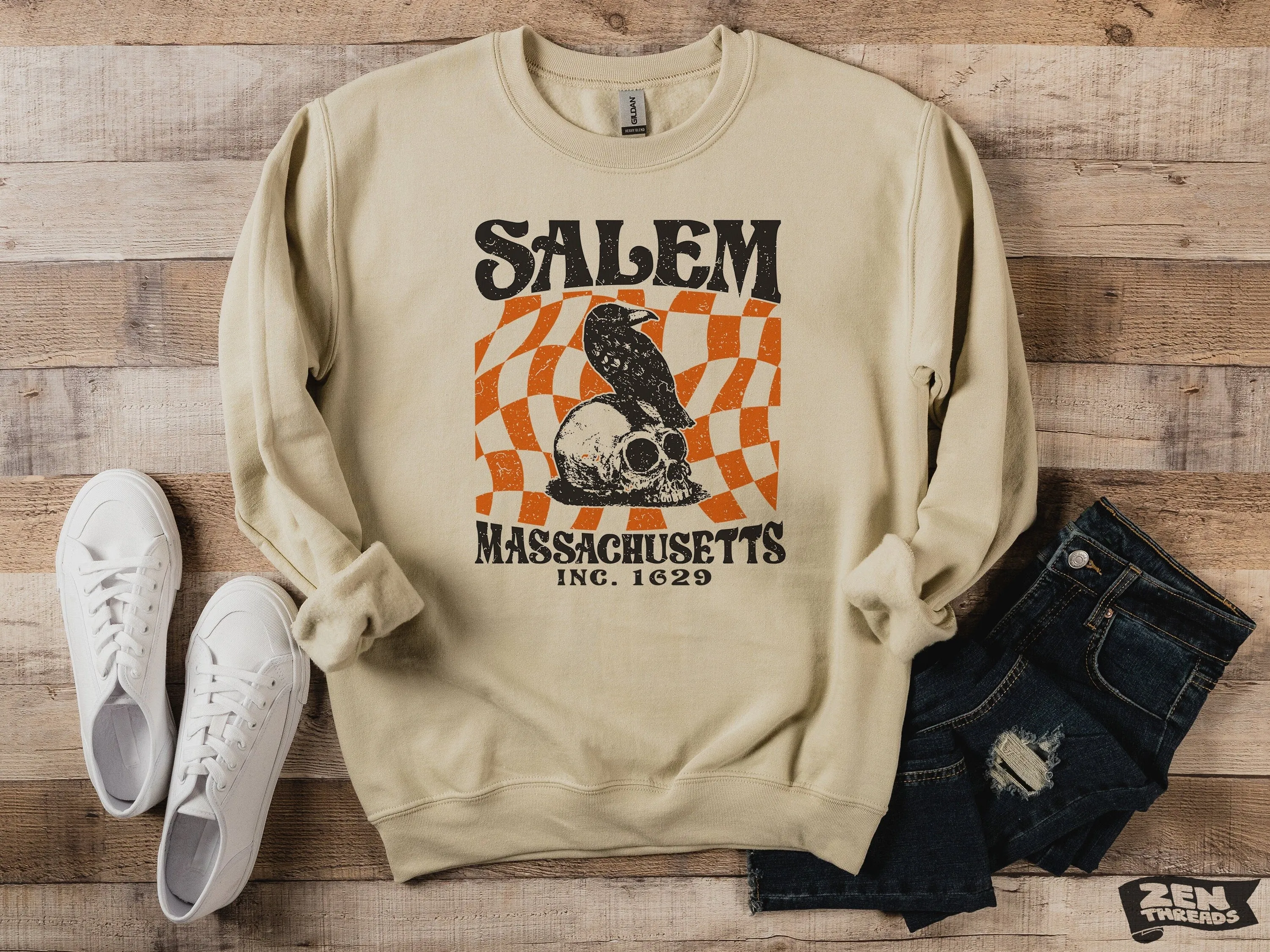 SALEM Massachusetts Vintage Witch Trial Sweatshirt - Unisex Fleece