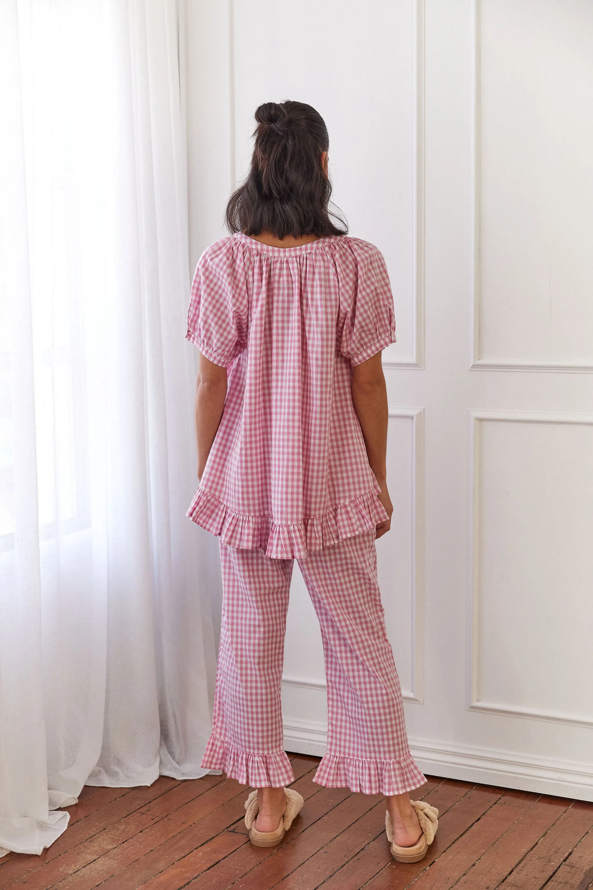 Sophie Sleep Set - Pants - Cotton - Gingham Berry