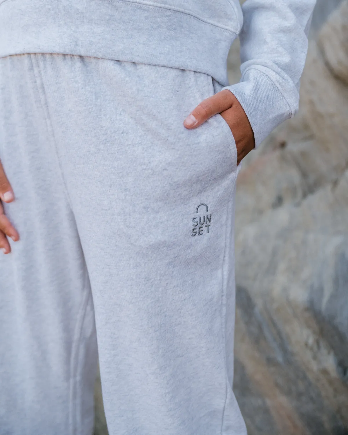 Sunset Surf Waved Organic Joggers - Heather Grey