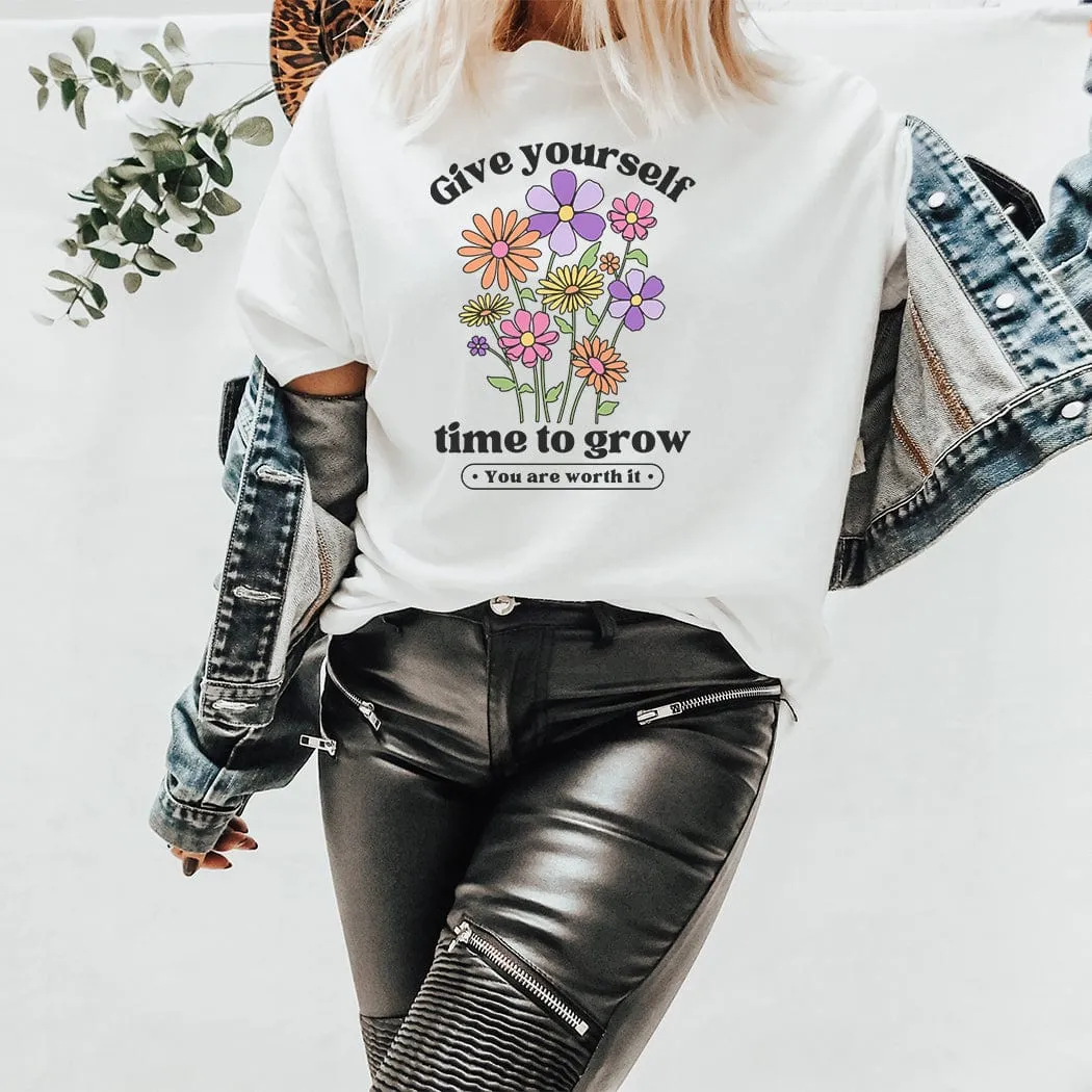 Time to Grow Floral Spring Graphic T-Shirt - SP422