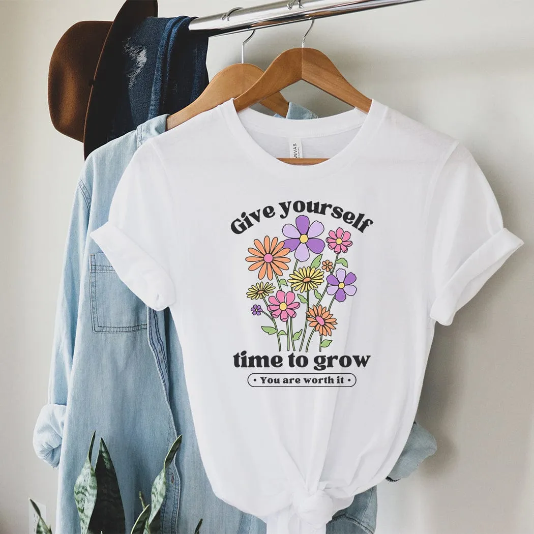 Time to Grow Floral Spring Graphic T-Shirt - SP422