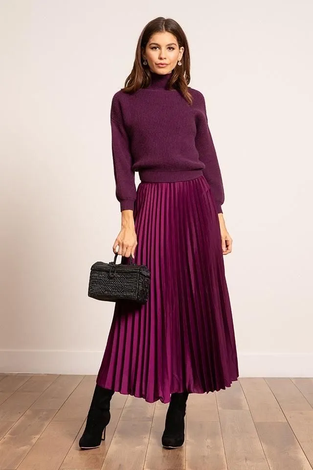 Trendy Shiny Satin Pleated Skirt