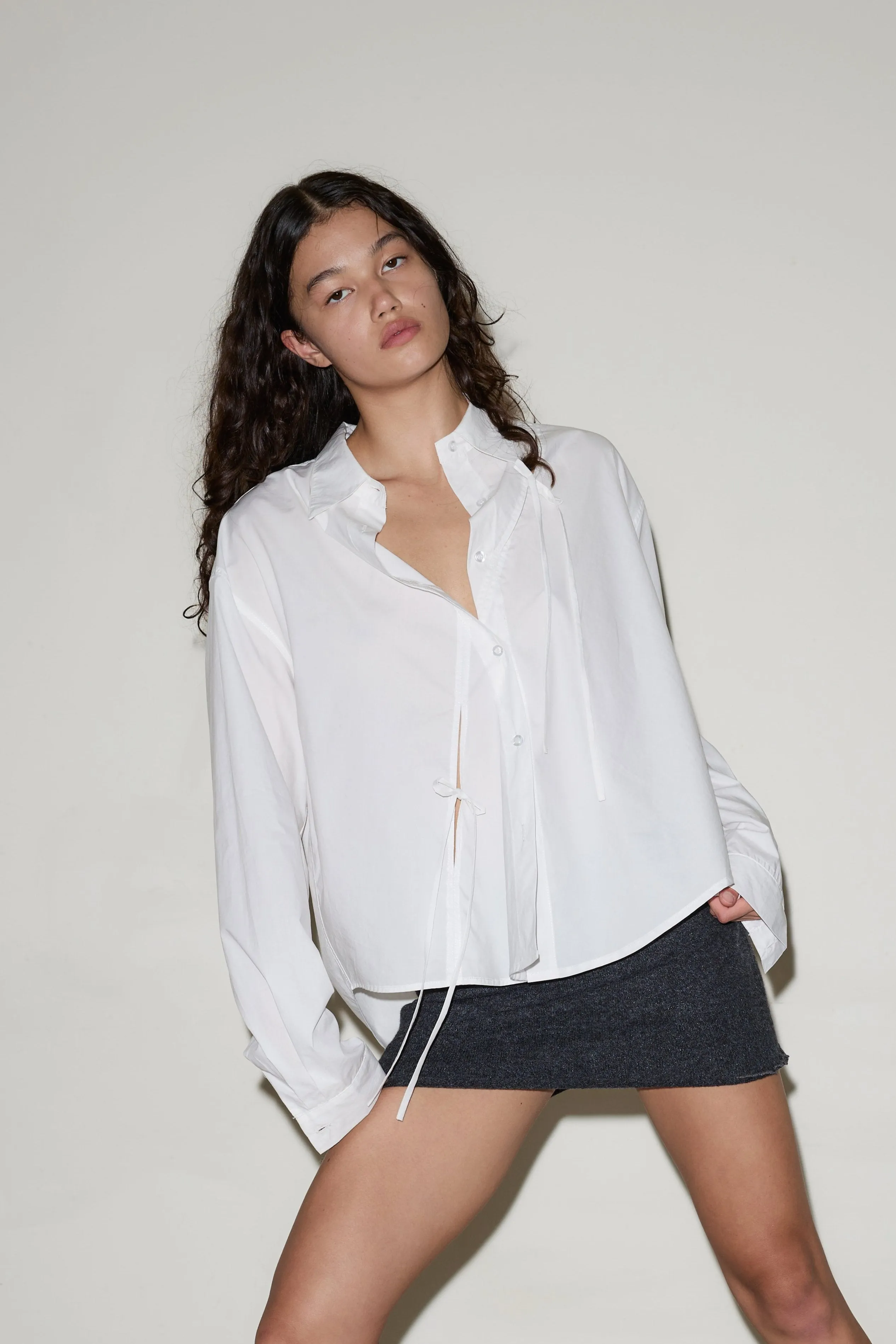 Twin Bow Shirt - White