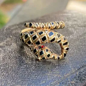 Vintage Enamel Snake Ring